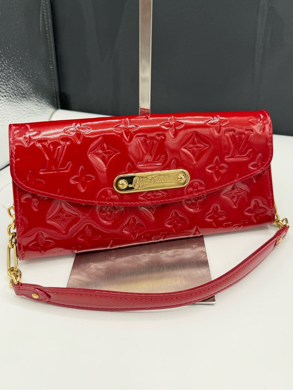 Louis Vuitton Vernis Red Patent Leather Pochette Sunset Boulevard